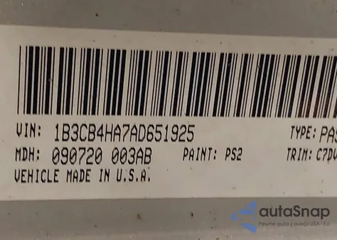 2010 Dodge Caliber Sxt from USA, damaged, VIN 1B3CB4HA7AD651925